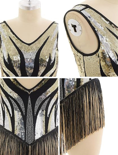 Women Sexy Fringe Bodysuit Open Back Sparkly Sequins Tassel Latin Jazz Dance Outfits Trapeze Acrobat Circus Costume