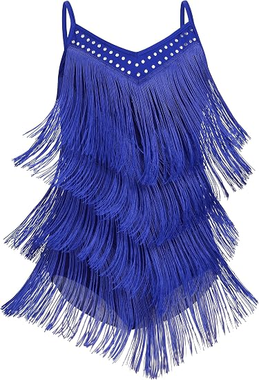 Women Sparkly Rhinestone Fringe Latin Dance Bodysuit Open Back Rave Tassel Jazz Salsa Ballroom Dance Costume