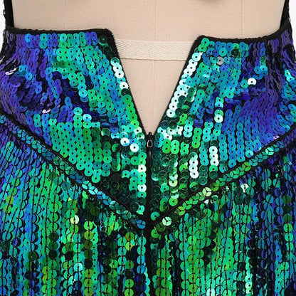 Sexy Sequins Fringe Bodysuit Halter Lace Up Back Jazz Latin Dance Tassel Leotard Acrobat Costume Rave Concert Outfits