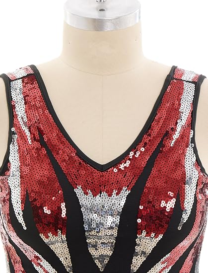 Sequin Fringe Bodysuit Latin Dance Costume Dance Outfit for Women | Glitter Mesh V-Neck Backless Dress Latin Samba Salsa Dancewear Showgirl Trapeze Acrobat Outfit for Ballroom Party Carnival