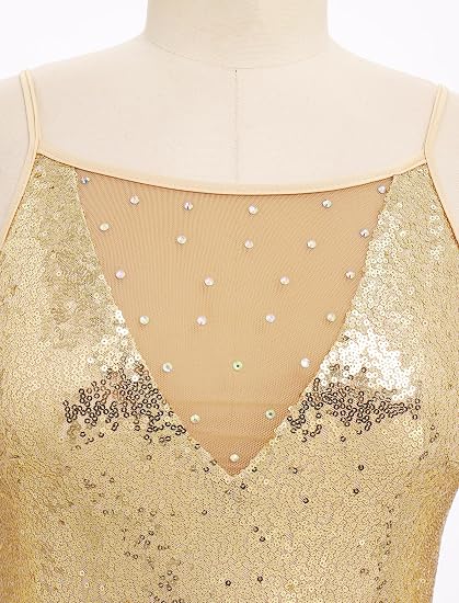 Shiny Sequin Fringe Bodysuit for Women Spliced Mesh Jumpsuit Sparkly Rhinestone Tassel Romper Dress