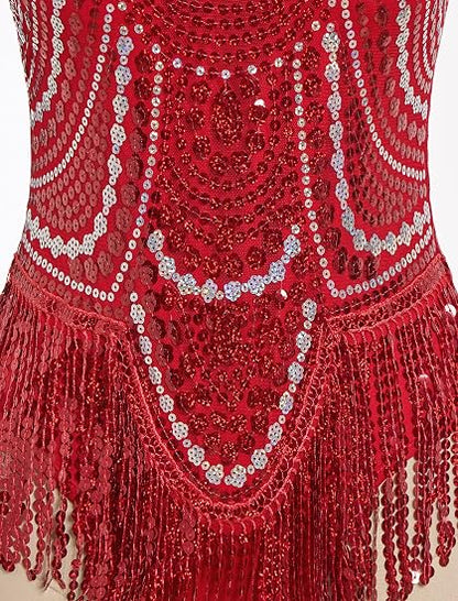 Women Sexy Sequin Fringe Bodysuit Sparkly Tassel Latin Jazz Dance Leotard Glitter Romper Trapeze Acrobat Costume Rave Outfits