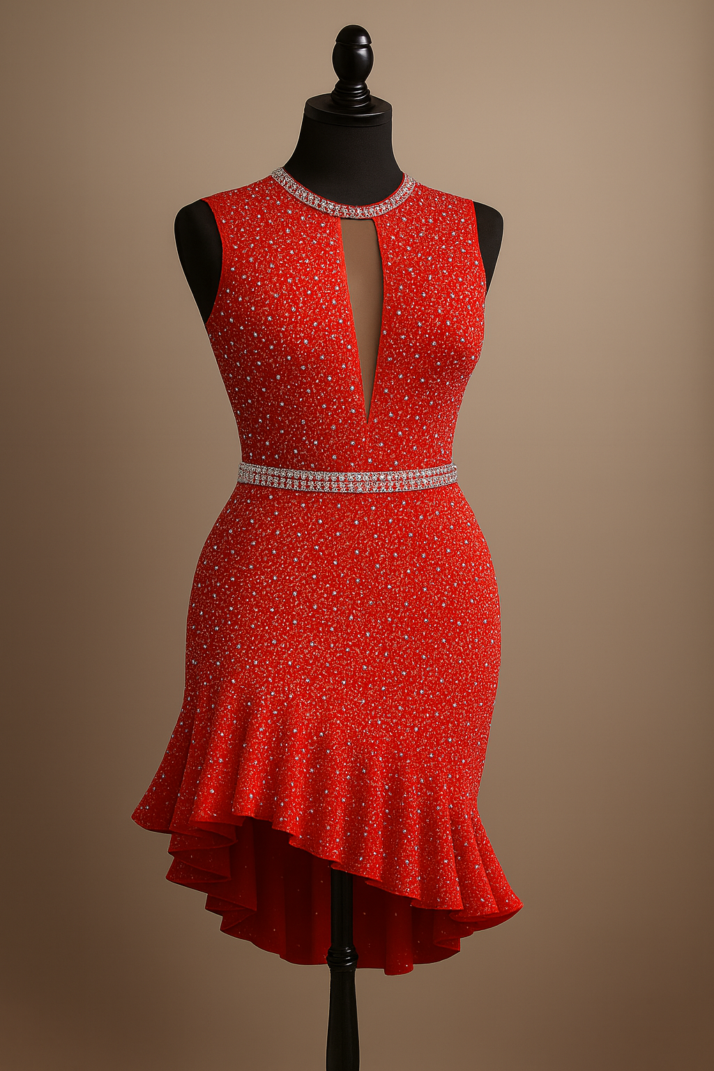 Red Salsa Bachata Ballroom Dress