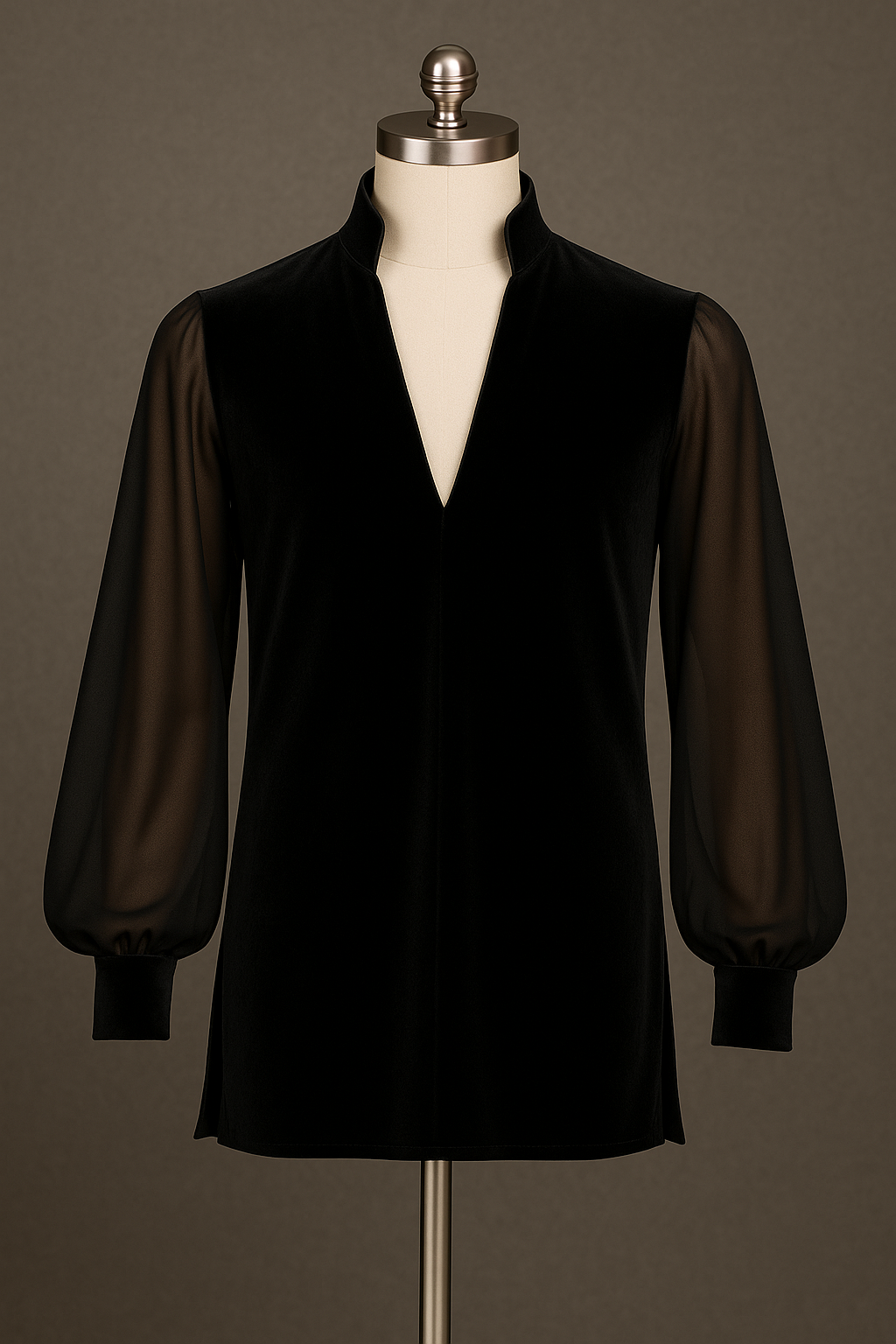 Men's Velvet Dance Shirt for ballroom, salsa, bachata B2011