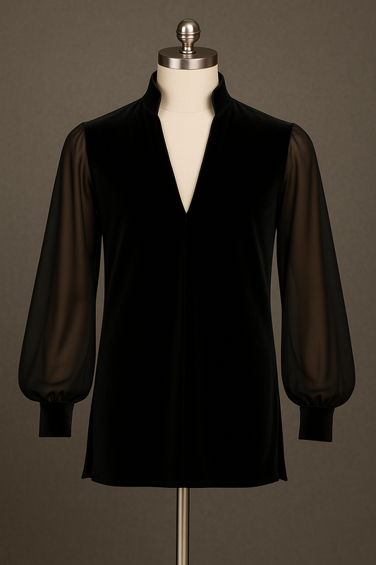 Men's Velvet Dance Shirt for ballroom, salsa, bachata B2011