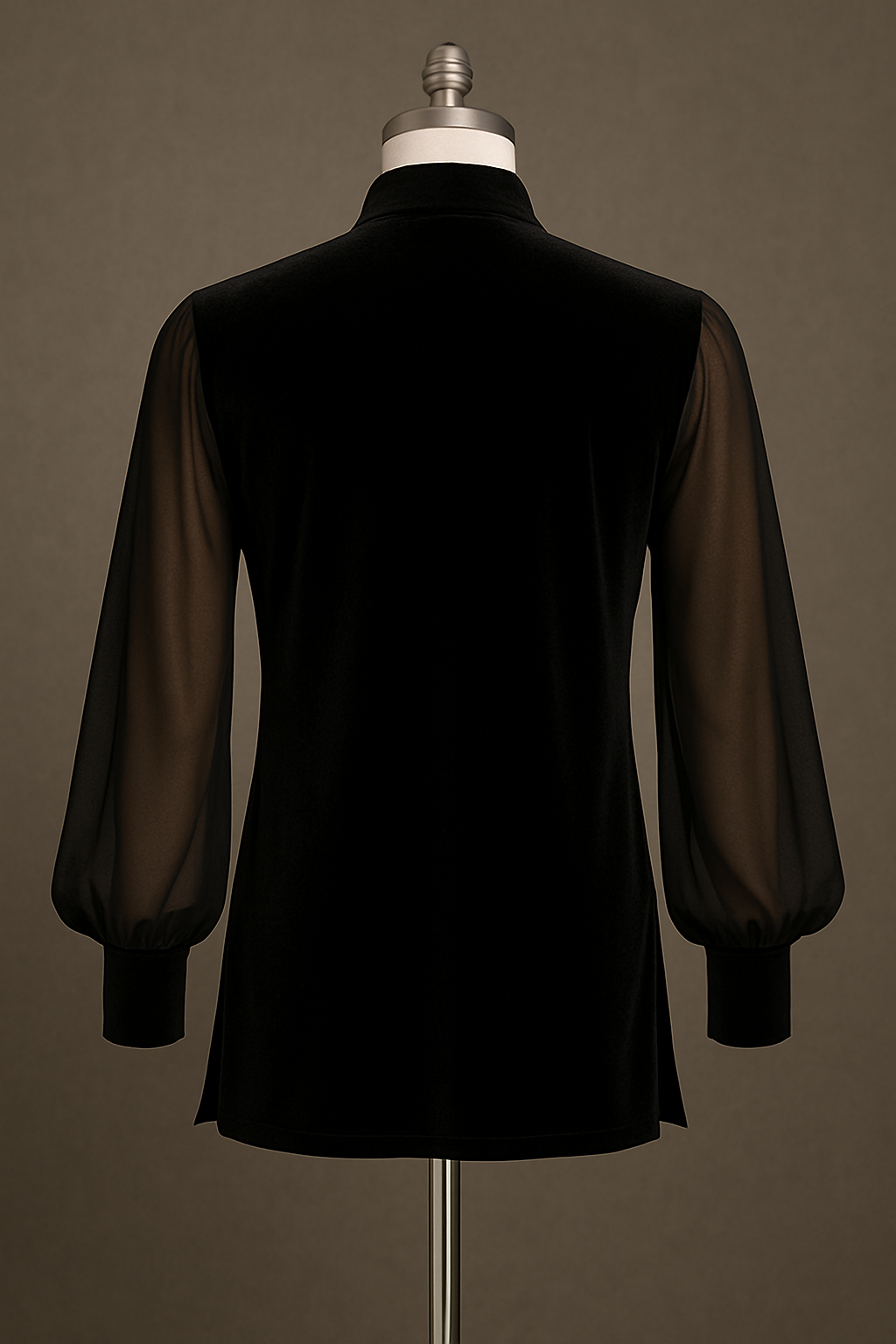 Dance Ballroom Salsa Bachata Men's Velvet Shirt with Stand Up Collar