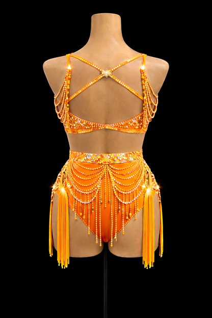 Vibrant orange salsa/bachata costume