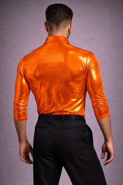 Metallic orange salsa bachata dance shirt