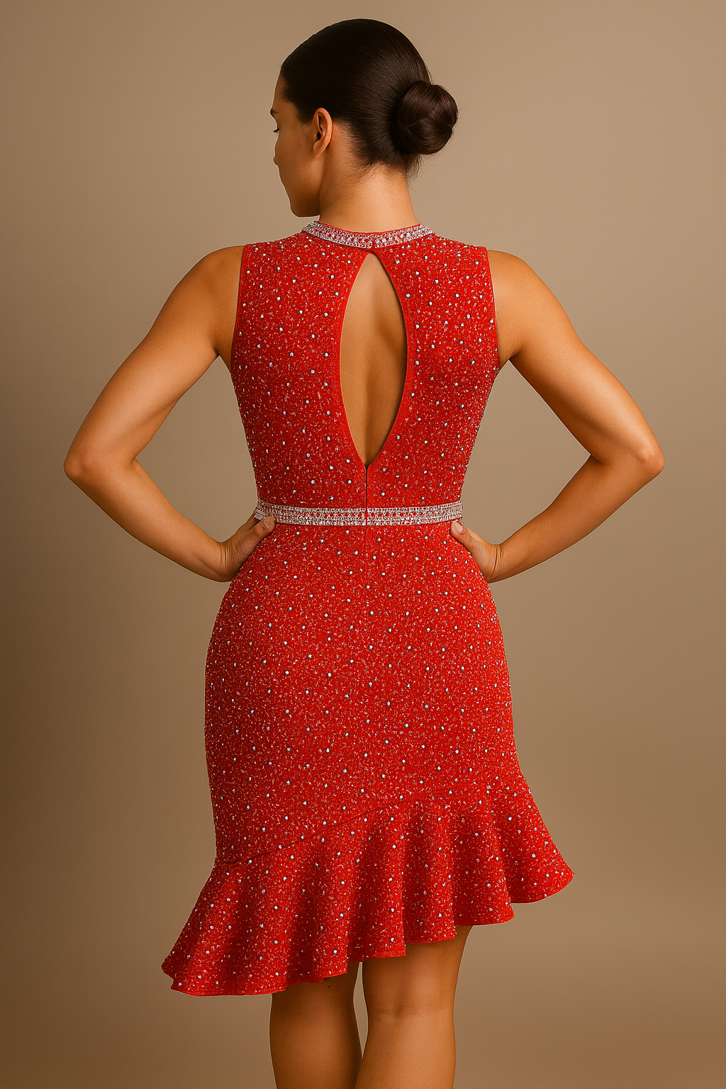 Red Salsa Bachata Ballroom Dress