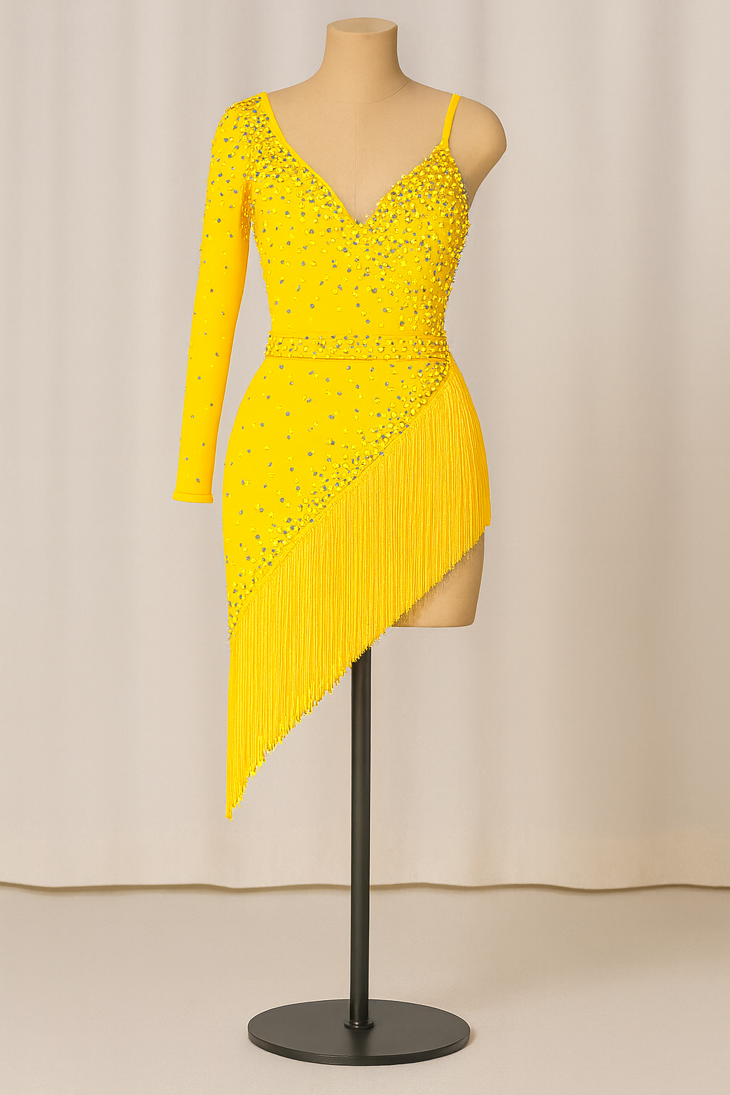 Yellow Salsa Bachata Ballroom Fringe Dress