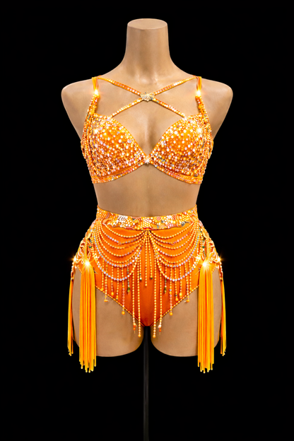 Vibrant orange salsa/bachata costume