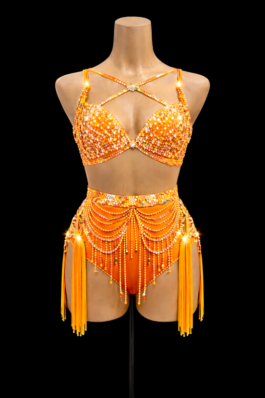 Vibrant orange salsa/bachata costume