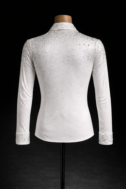 Elegant white Latin dance shirt