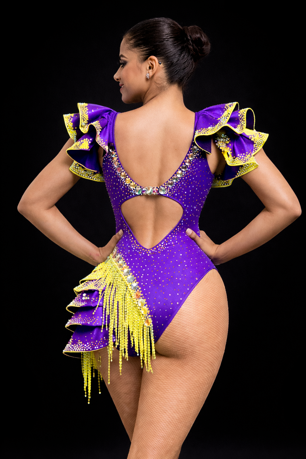 Purple & Neon Yellow Salsa Competition Costume