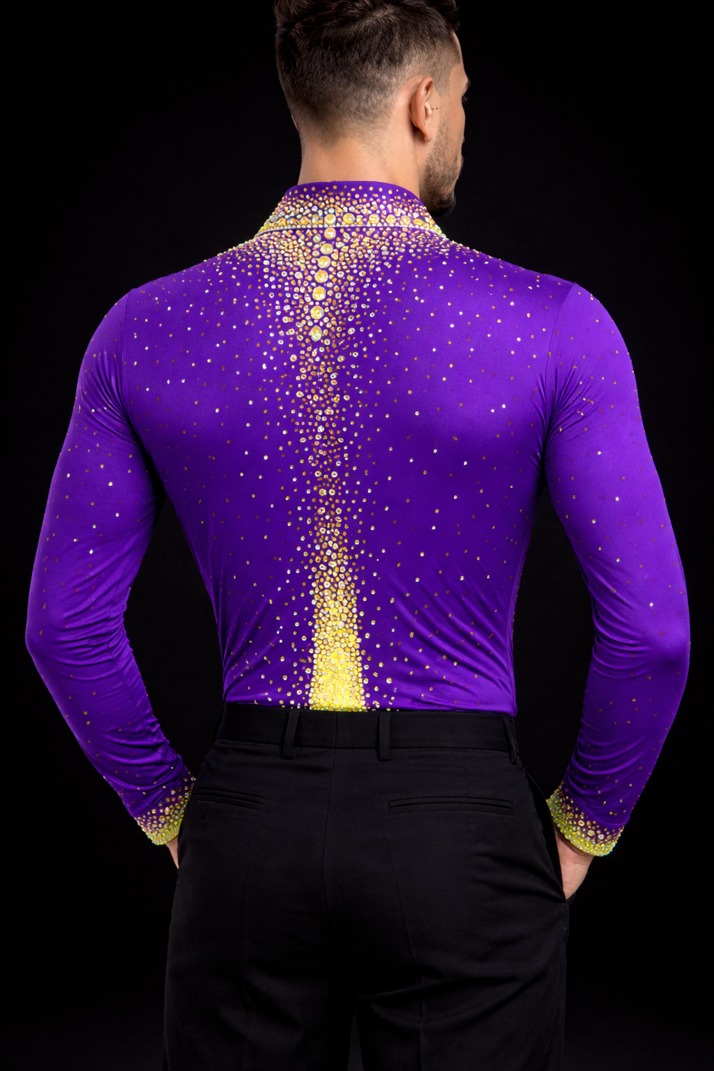 Purple and neon yellow salsa bachata dance shirt