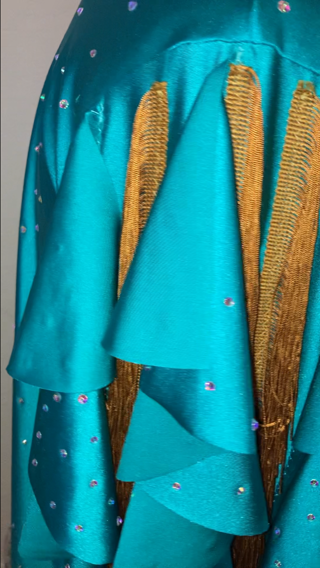 Blue Men's  Salsa Bachata Dance Shirt Top