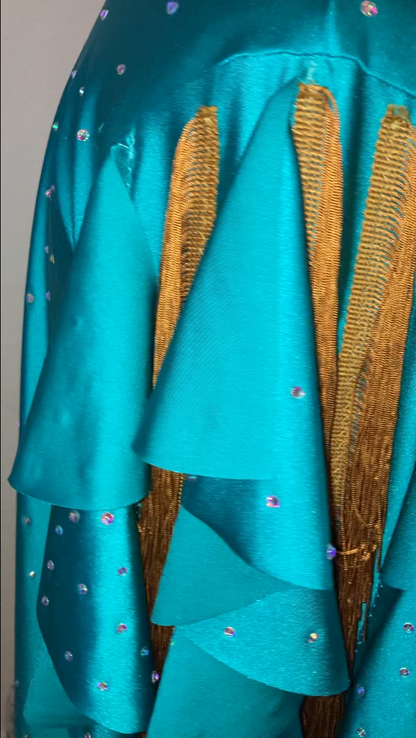 Blue Men's  Salsa Bachata Dance Shirt Top