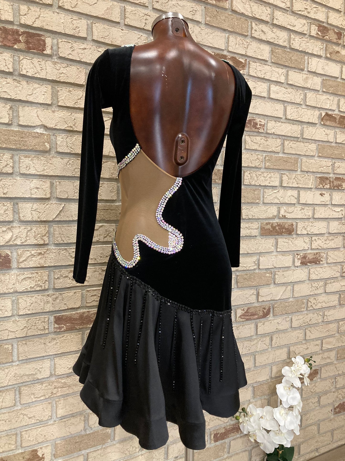 Sleek black Latin dance dress size S