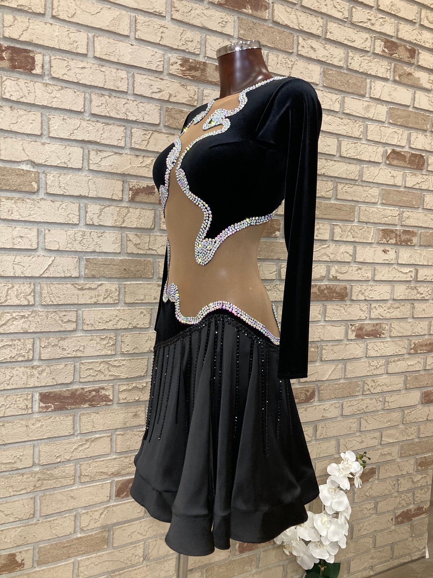 Sleek black Latin dance dress size S