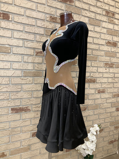 Sleek black Latin dance dress size S