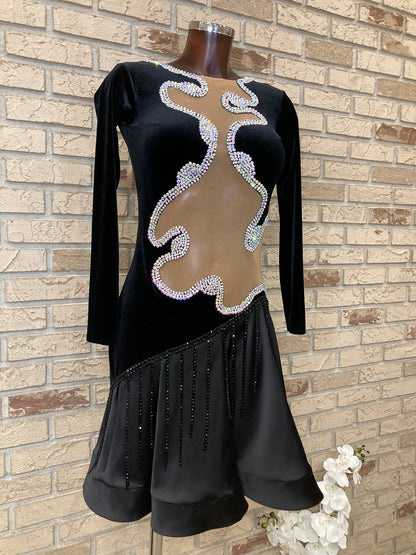 Sleek black Latin dance dress size S