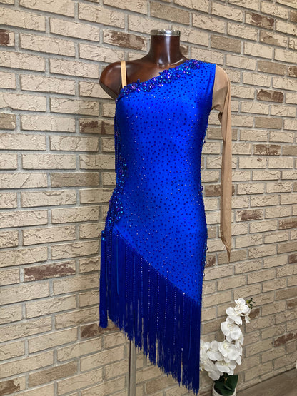 Royal blue one-shoulder Latin dress size S/M