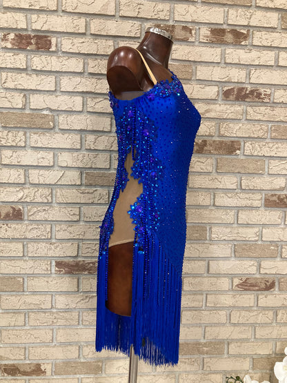 Royal blue one-shoulder Latin dress size S/M