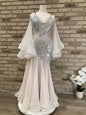 Stunning silver and light peach Smooth Dance Dress size M
