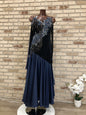 Elegant dark blue ballroom smooth  dance dress