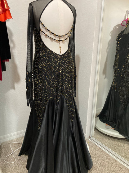 Elegant black ballroom smooth dance dress