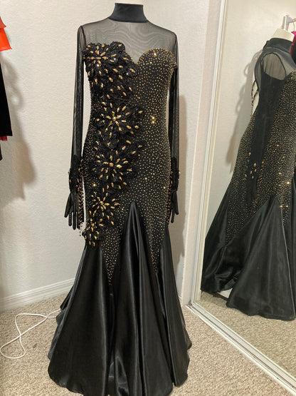 Elegant black ballroom smooth dance dress