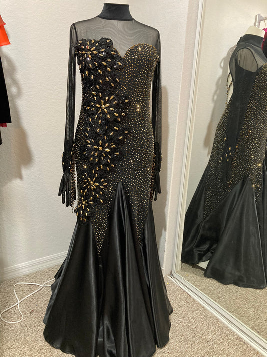 Elegant black ballroom smooth dance dress