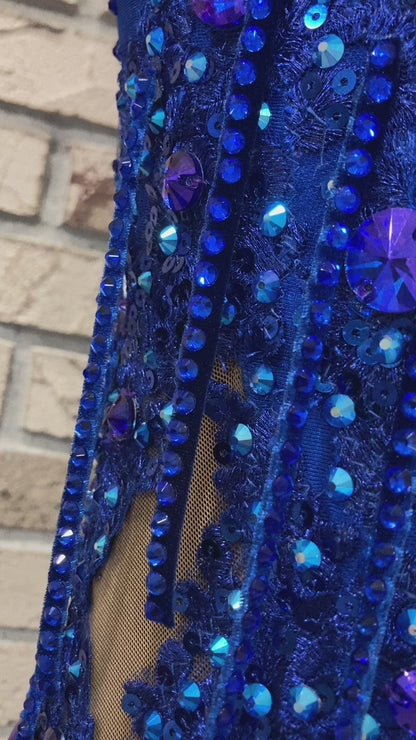 Royal blue one-shoulder Latin dress size S/M