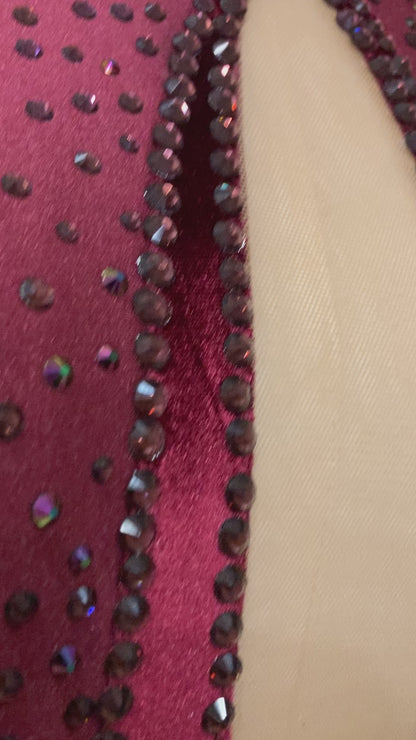 Elegant burgundy velvet  smooth dance dress size M/L
